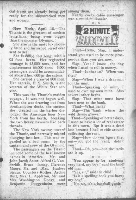The Day Book (Chicago) du 15/04/1912